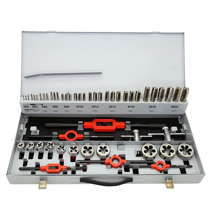 Professional 56 pieces HSS 4341 M2 Set of males and matrices with metal box