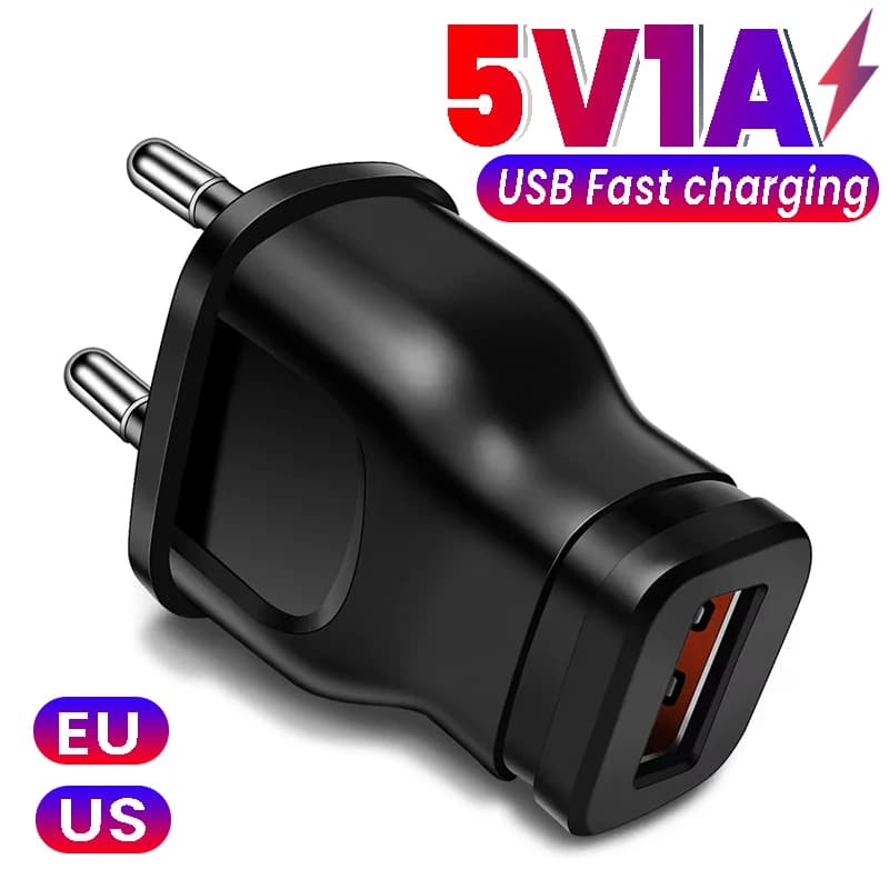 Viaggio universale 5V 1A Spina USA/UE USB Viaggio da parete Caricatore domestico Adattatore di alimentazione Testa di ricarica per telefono UE Spina standard Giappone Europa