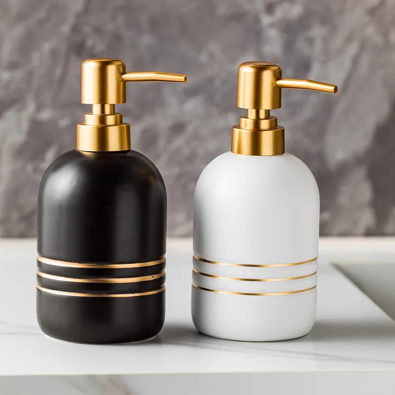 Bottiglia dispenser per lozione in ceramica da 400 ml per sapone per le mani, gel doccia e balsamo con pompa, bottiglia essenziale per il bagno dell'hotel