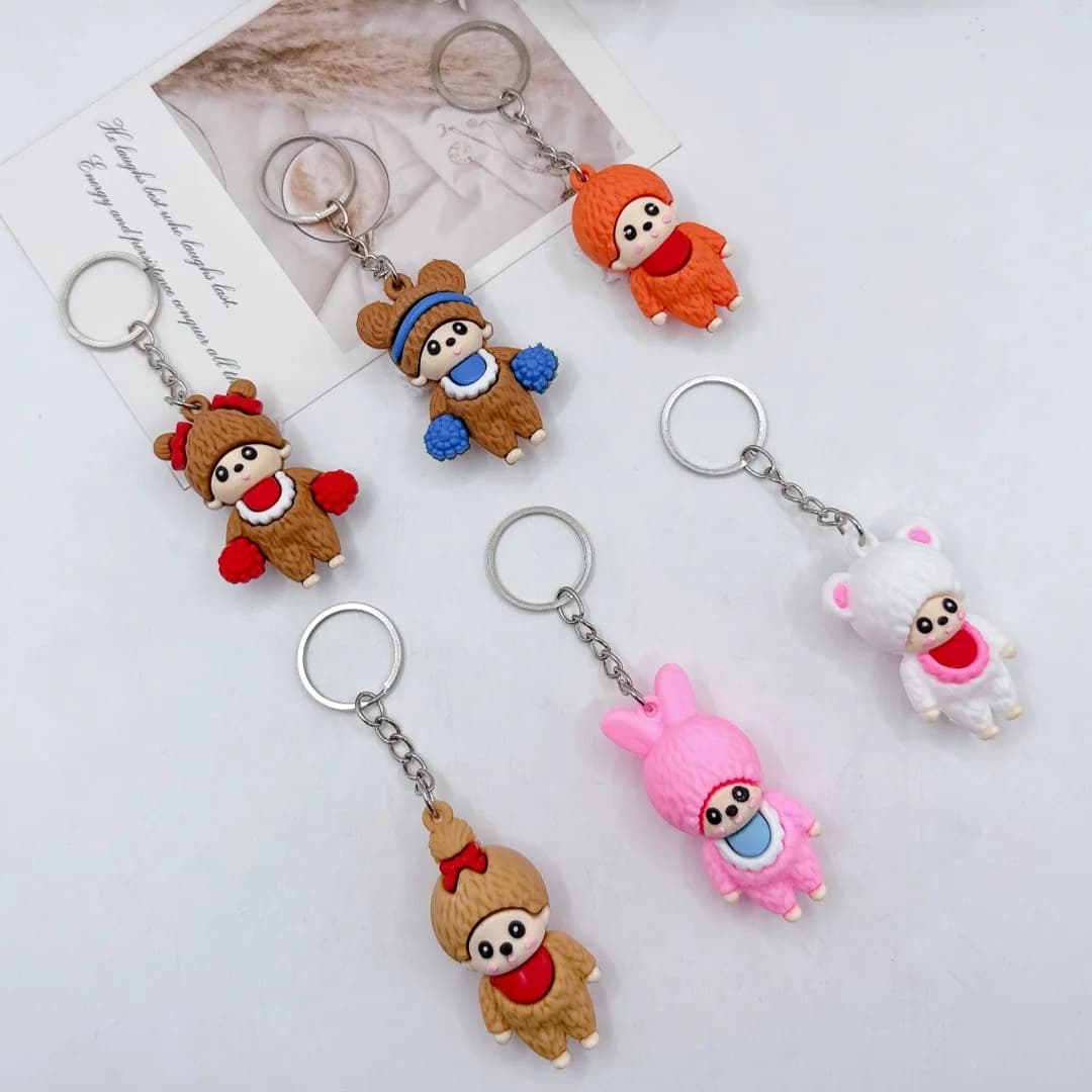 ‌ Portachiavi Monchhichi, Decorazione per Borsa, Portachiavi per Coppie, Portachiavi per Auto