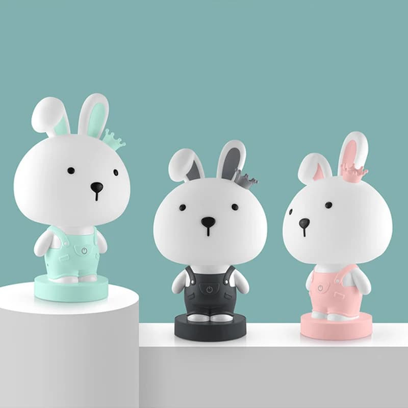 Cartoon Rabbit Night Lights camera da letto comodino studio lampade da scrivania animali orso di tigre bambini bambini baby Sleep Light lampade da notte a LED