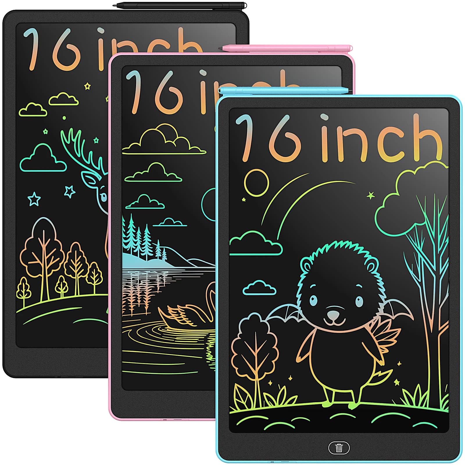 Tavoletta da scrittura LCD da 16 pollici, grande tavolo da disegno elettronico con colori vivaci, schermo cancellabile, giocattoli educativi perfetti