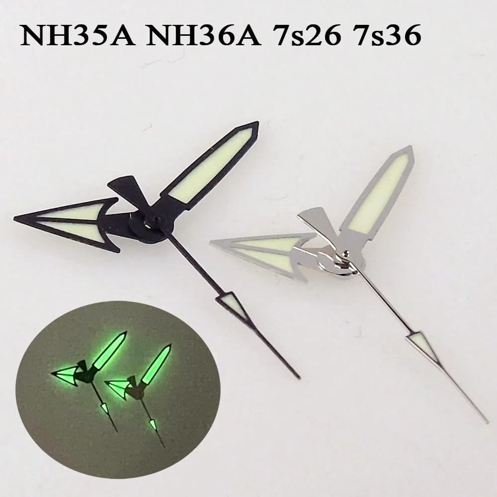Green Lume Arrow Diver Watch Hand per nh35 NH36A 7 s26 7 s36 7 s25 7 s35 6 r15 4 r15 4 r35 4 r36 6309 7002 7009 SEIK Diver Watch