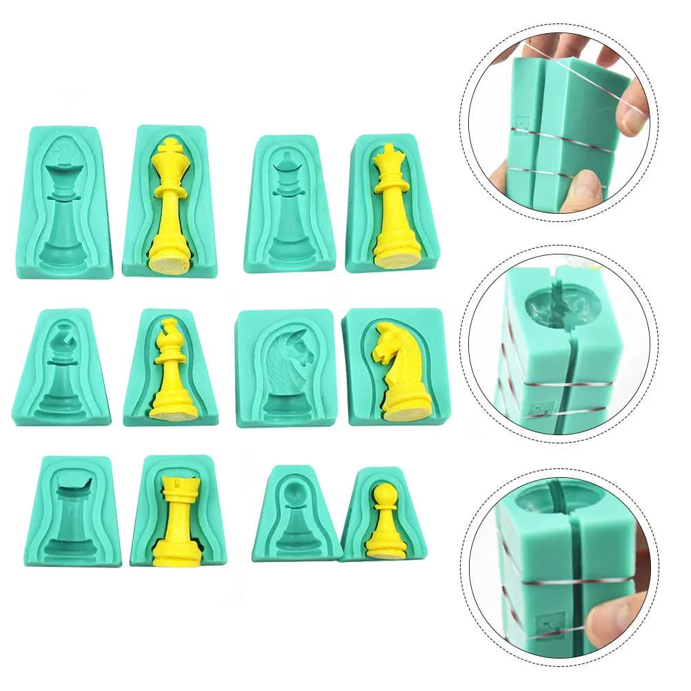 12Pcs Silicone Chess Cake Molds Baking Mould Set Halloween Design DIY Chocolate Candy Fondant Mousse Jelly Ice Cube Pudding Soap