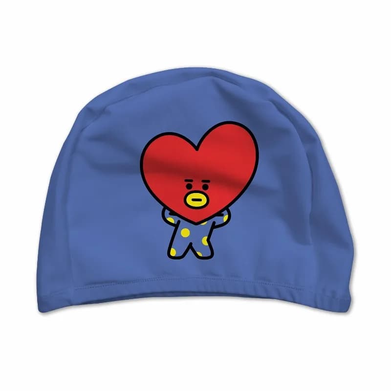 New Korean swimming hat BT21 with cartoons, cute, for adults, super elastic and comfortable, not limited by fabric, for big circles of head, anime