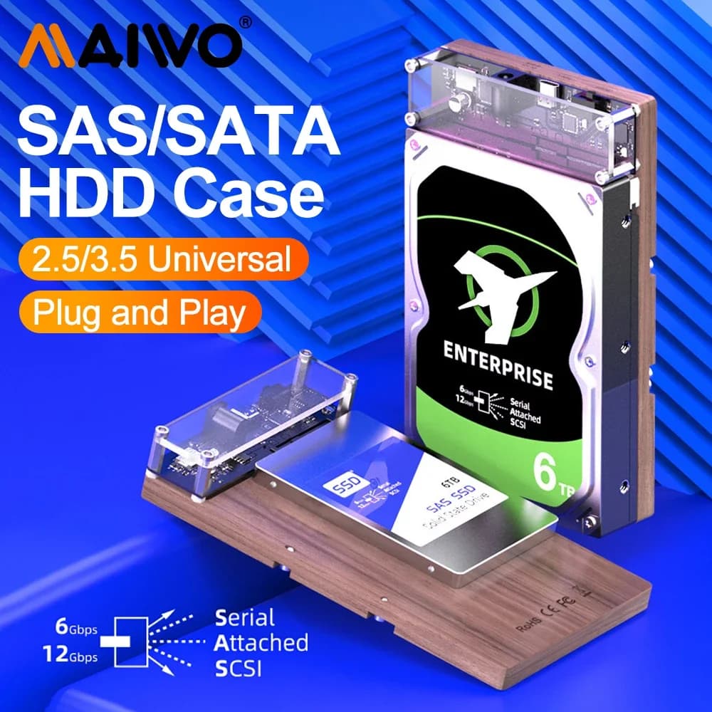 Custodia per disco rigido MAIWO SAS SATA Docking station USB Type-C per custodia per lettore HDD esterno SSD da 2,5/3,5 pollici