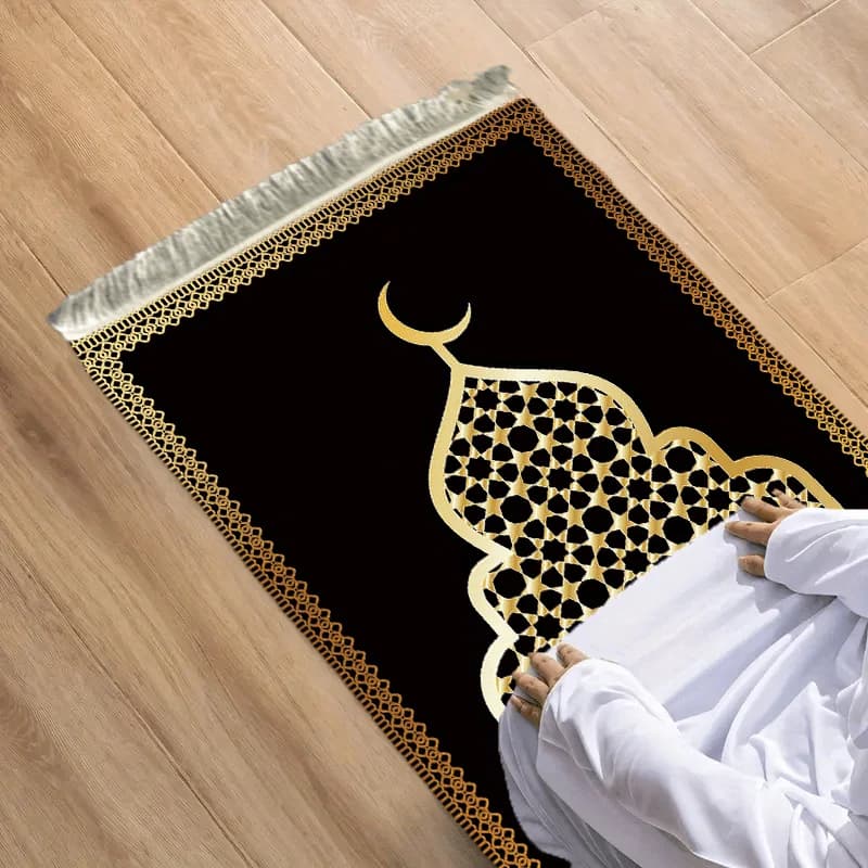 Tappeto da Preghiera VIKAMA con Motivi Geometrici Semplici, Tappeto Portatile Musulmano per la Preghiera, Tappetino Antiscivolo per il Ramadan e il Pellegrinaggio