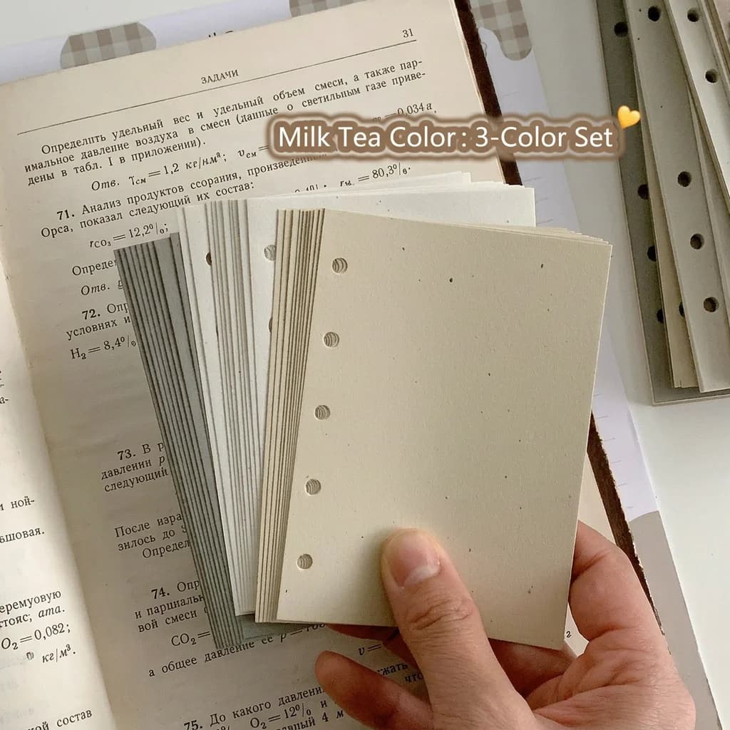 Ricambi di carta per agenda multi-formato, pagine interne per quaderno Milk Tea Paper Refill, inserti a fogli mobili non perforati per agende e diari