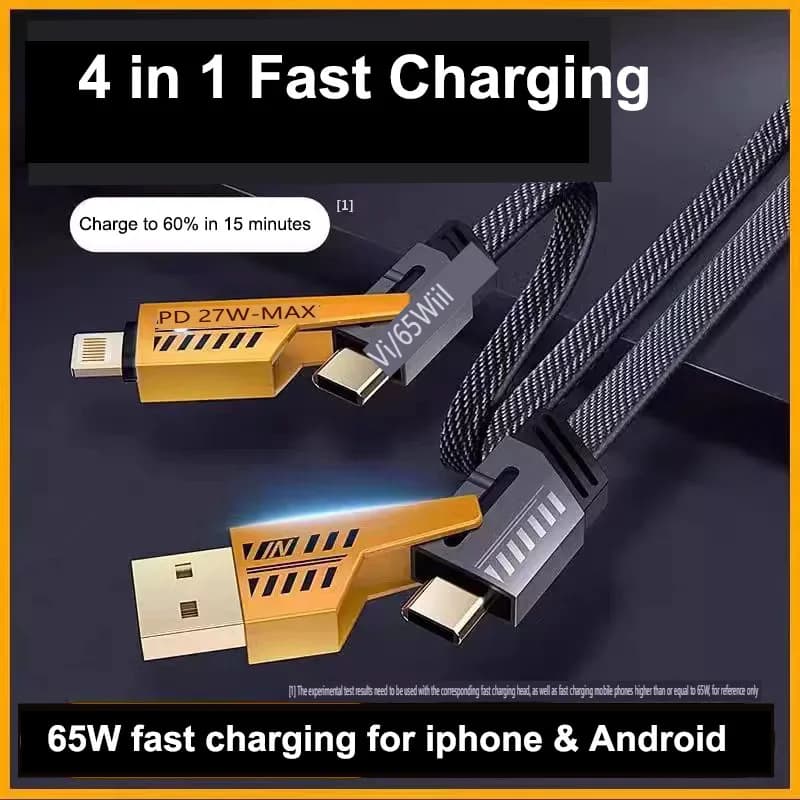 4 in 1 Fast Charging Cable PD Dual-head Type-c Multi-functional Data Line Portable USB Cable for Notebook Computer