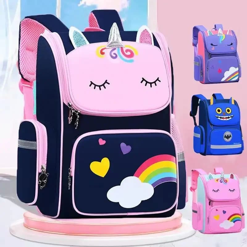 Zaino da scuola per ragazza con stampa unicorno impermeabile di grande capacità