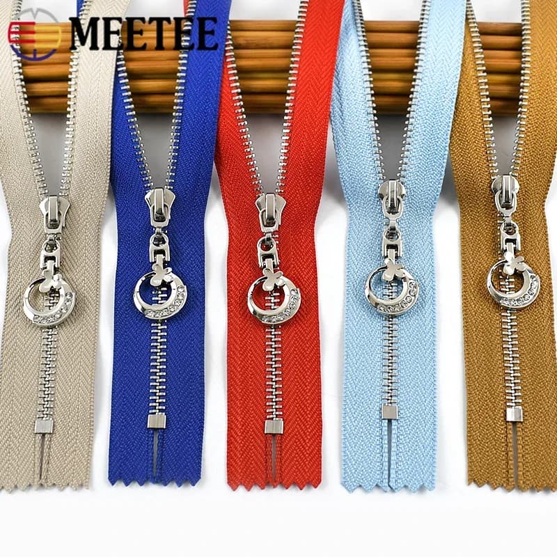 5 pezzi Meetee 3 # Cerniere in metallo Cerniera con chiusura automatica da 15-30 cm per cucire Chiusura della giacca Zip Decorazione tascabile Riparazione di cerniere Accessori per indumenti