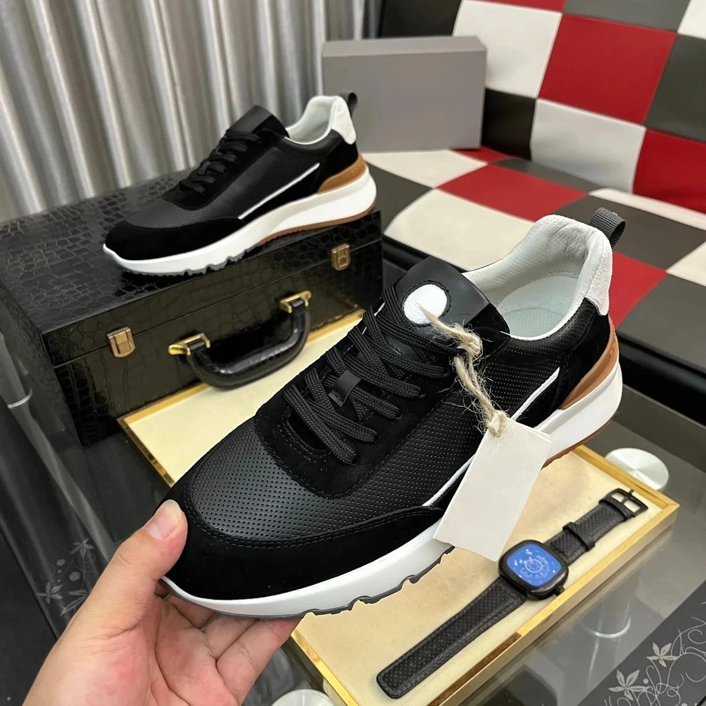Luxury Men's Shoes, Handcrafted Casual Sports Shoes, Nylon and Suede Composite Material, Summer Outdoor Running Shoes