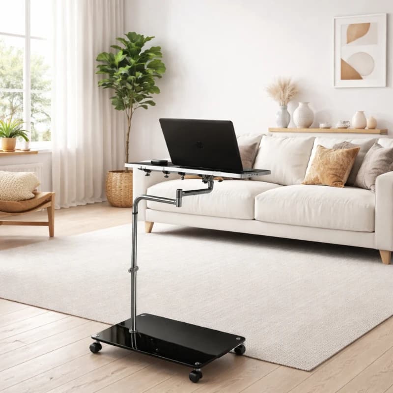 Supporto per Laptop Girevole a 360°, Regolabile e Pieghevole, con Vassoio Rinfrescante, Tavolino Telescopico per Letto, Divano e Uso Domestico