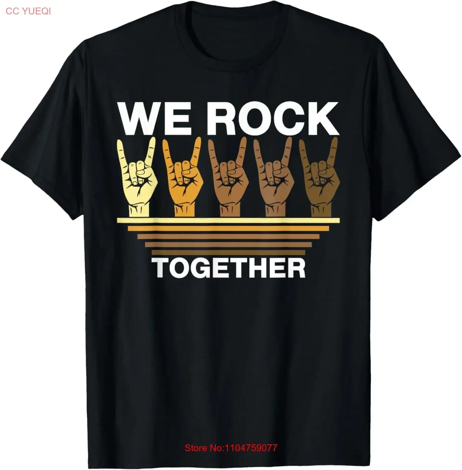 We Rock Together T-shirt vintage con musica invecchiata vintage lavata homme versatile comoda allungata leggermente