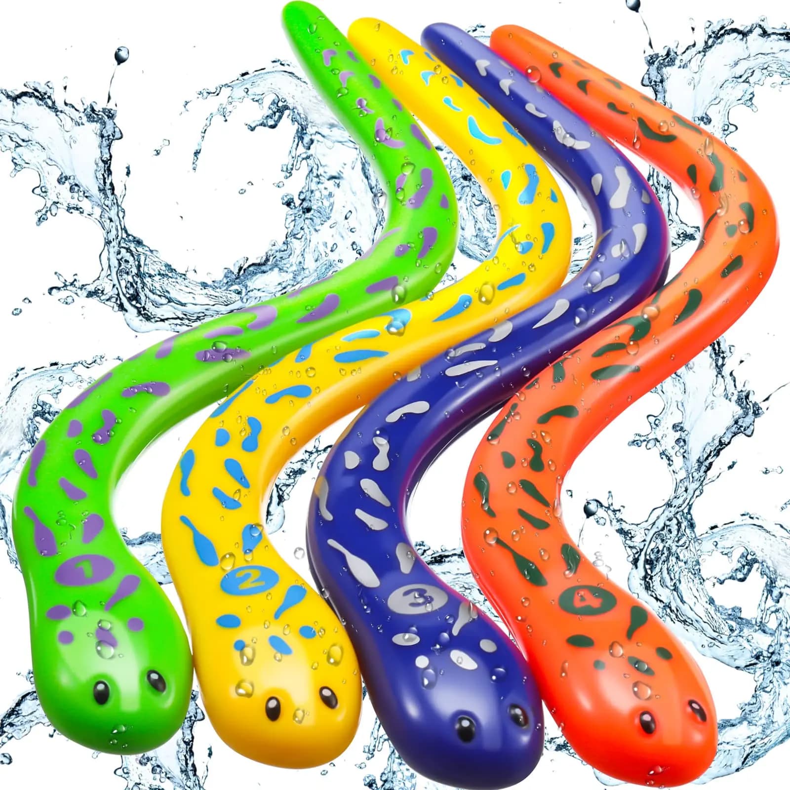4 Pieces Dive Eels Catch in Snake Dive Toys Water Snake Toy Children's Pool Games Boys Girls Adults