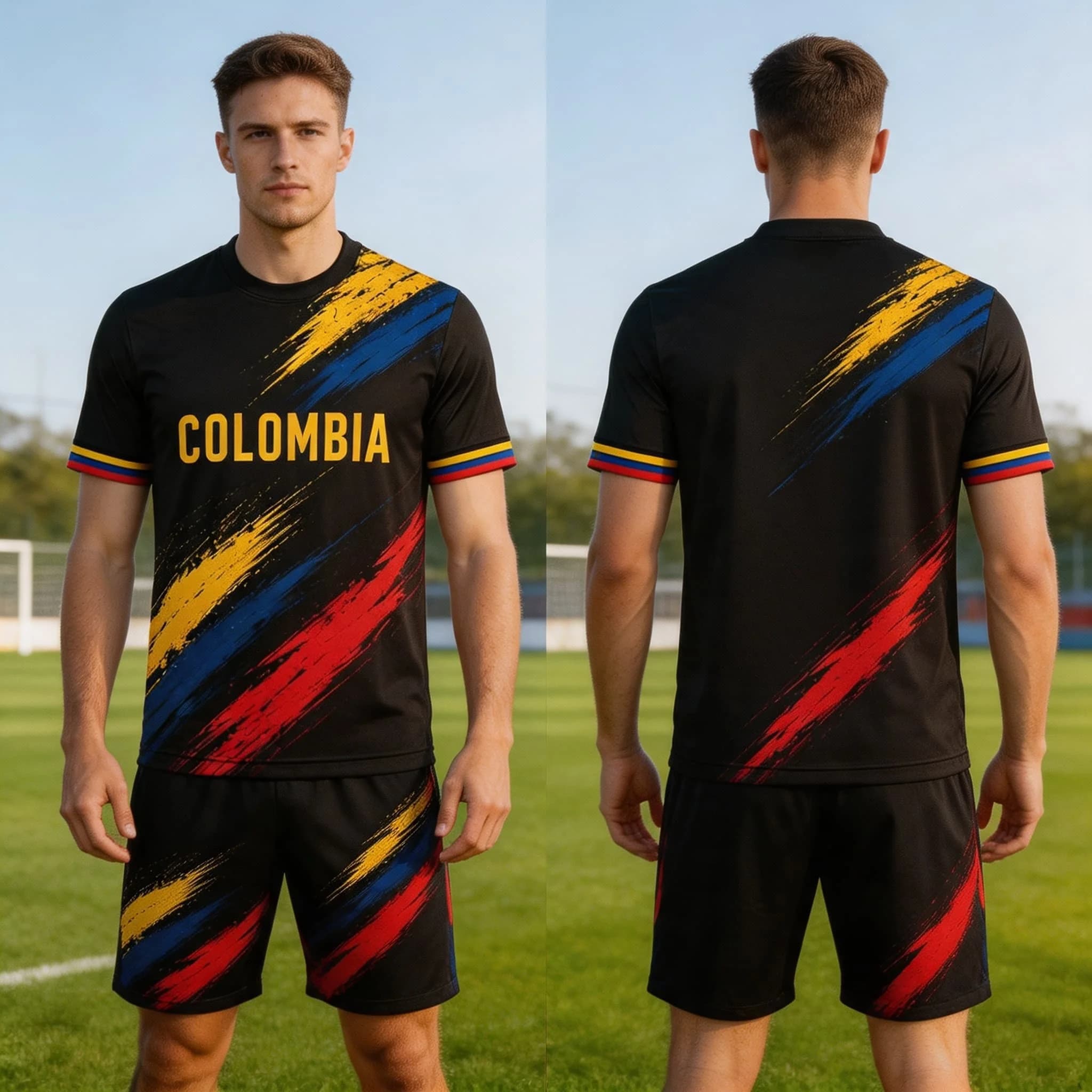 Colombia Flag 3D Print Summer Sport Casual Shirt Women's Suit Tshirt Shorts Unisex Short Sleeve Quick Drying Men's T Shirt Set