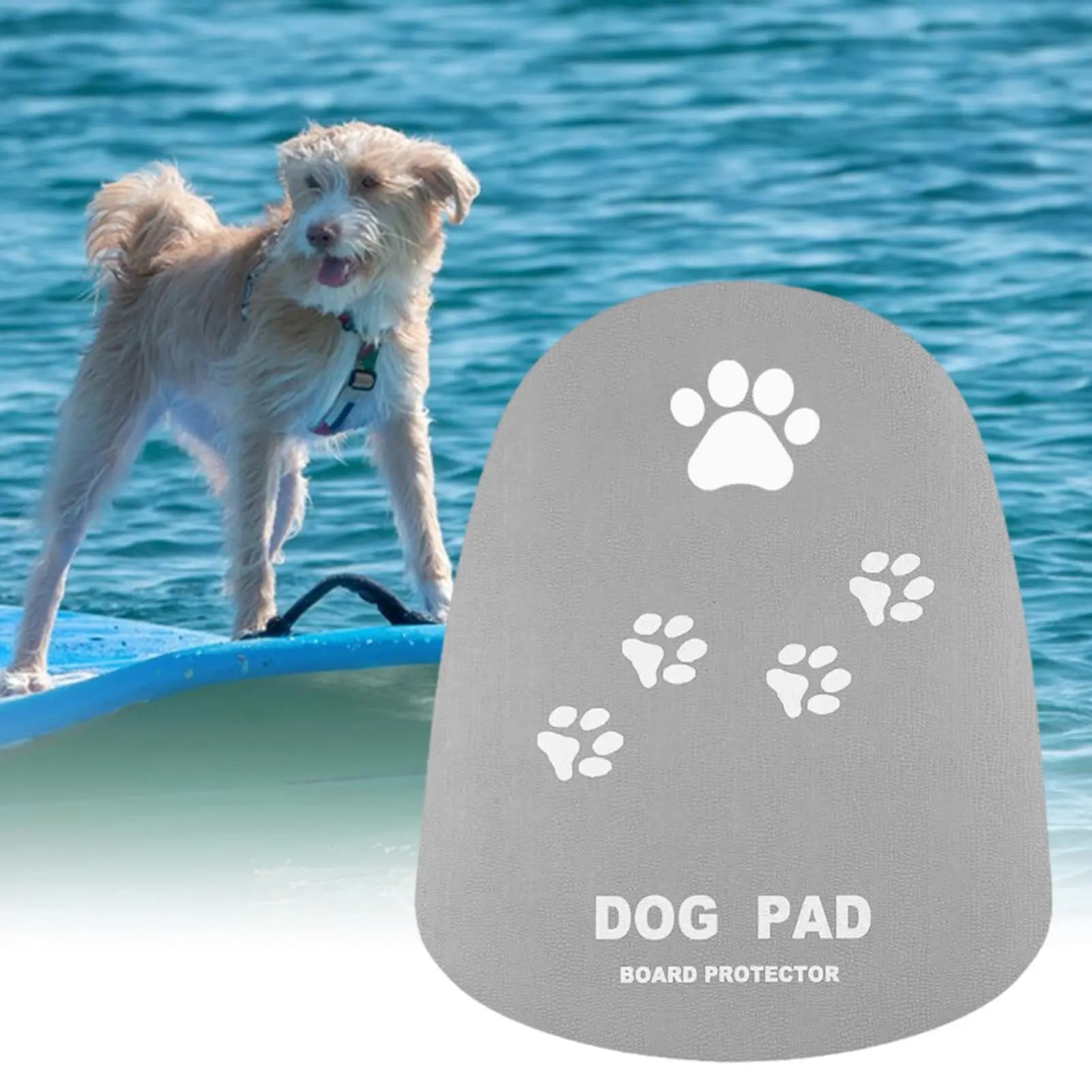 Dog Surf Traction Pad for Paddle Board, Non-Slip Waterproof PVC Paw Print Mat, Safety Deck Grip for Kayak Canoe Boat Pool Steps