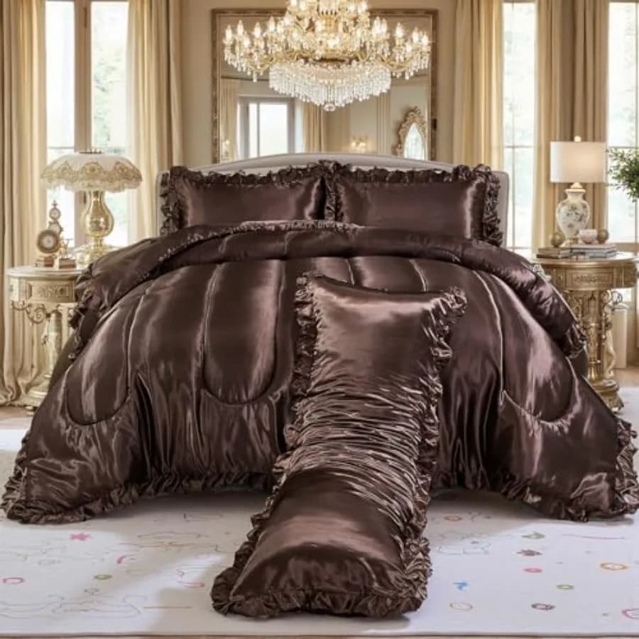 Set di Biancheria da Letto Effetto Seta 4 Pezzi, Morbido Set in Poliestere Satinato di Lusso con Federe e Copripiumino, Decorazione Casa