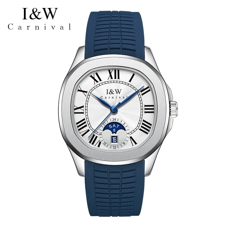 Carnival High-End Series IW Brand NH36 Automatic Movement Mechanical Watch for Men Sport Rubbre Calendar Watches with sapphire man