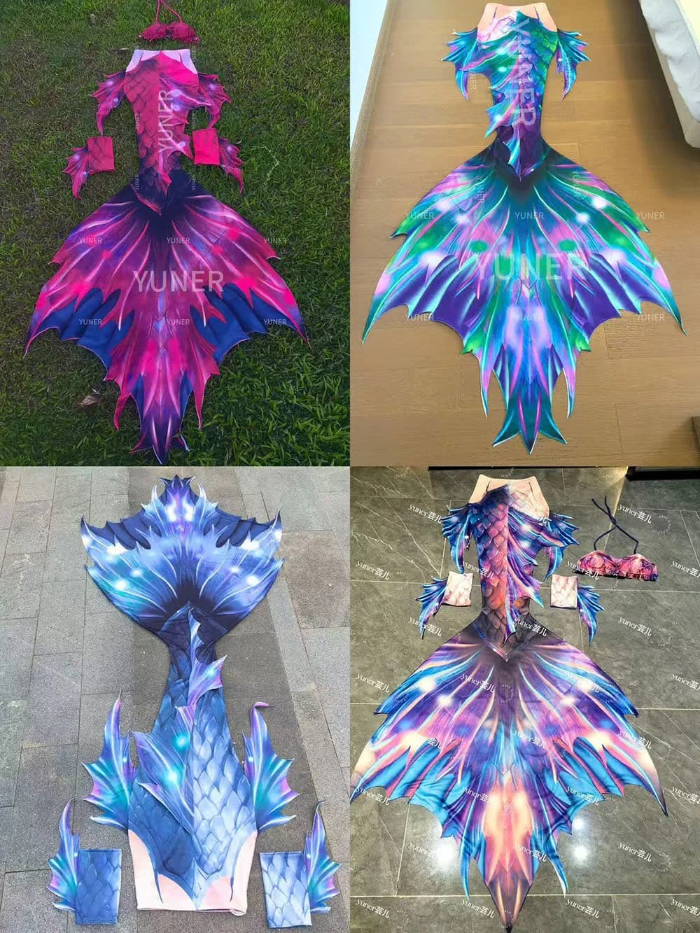 Swimwear Style Siren's Tailed Skirt Pinne Colorful Mermaid Swimwear Aquarium Showsuit Set of swimsuits for underwater photo shooting