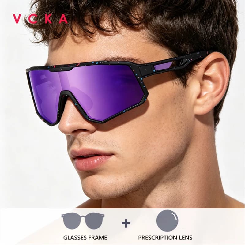 VCKA TR90 Sports Men Women Myopia Hyperopia Sunglasses NEW Outdoor Riding Polarized Goggles Driving Prescription UV400 Glasses