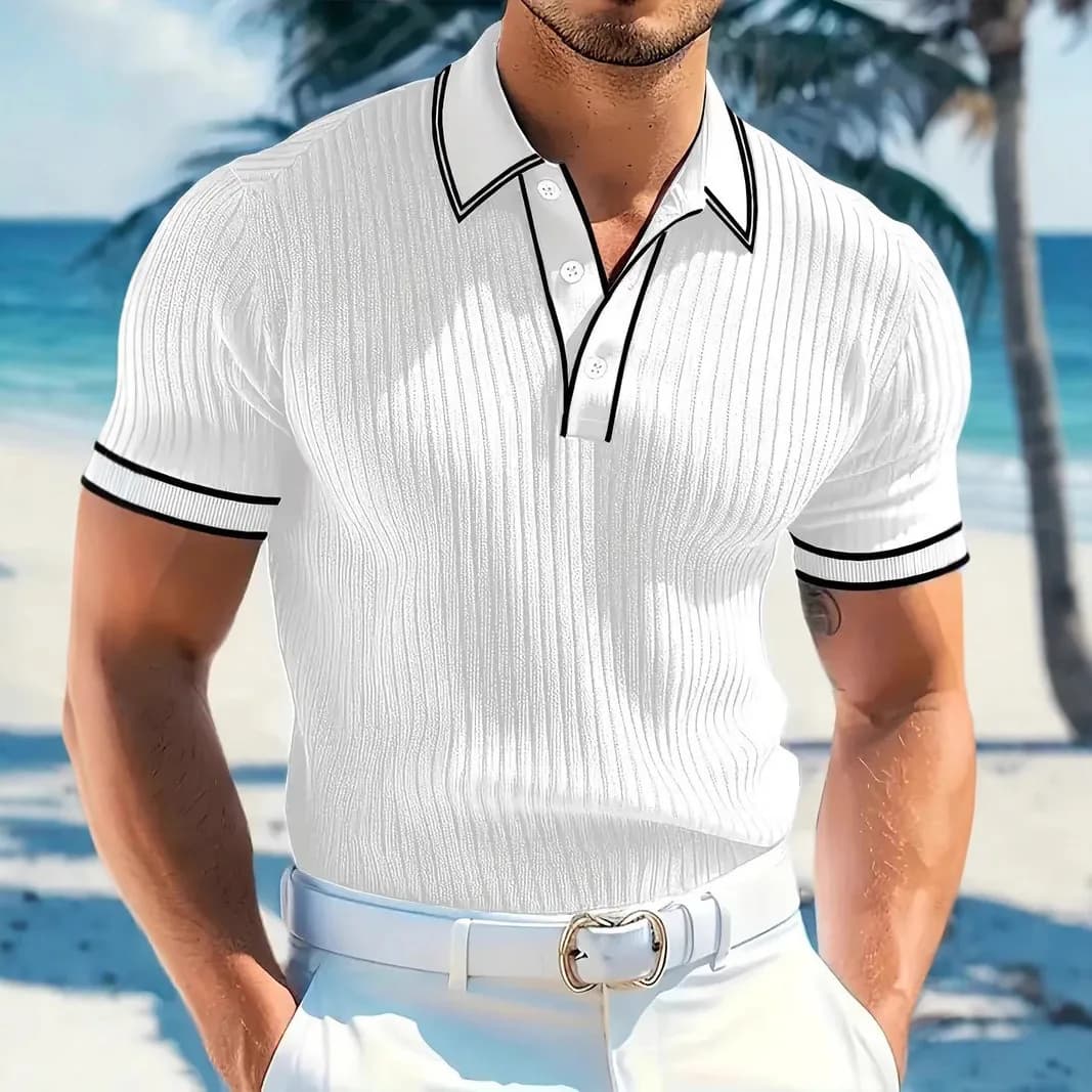 Nuova Polo da Uomo a Maniche Corte, Tinta Unita, Casual Business, T-Shirt Estiva alla Moda, Polo da Golf a Maniche Corte per Uomo