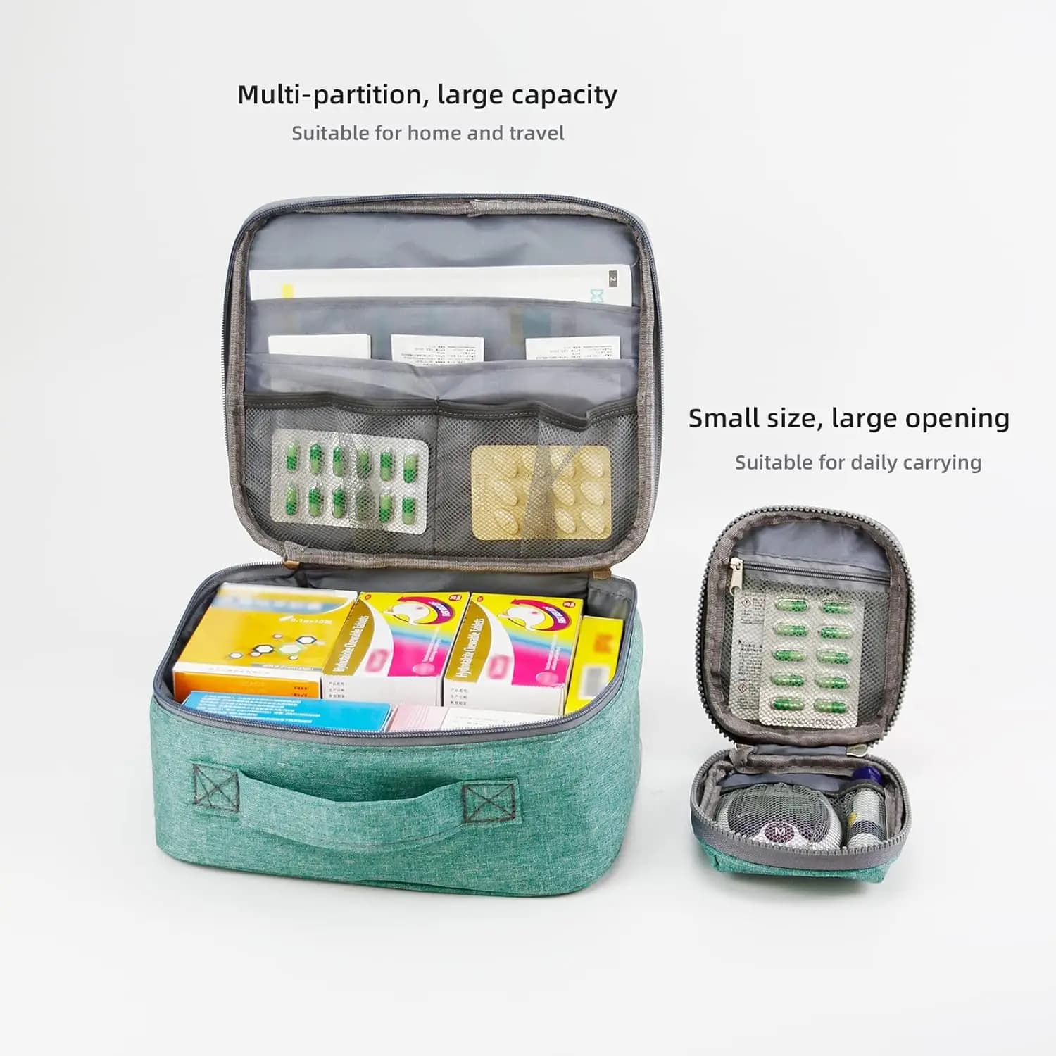 Kit di pronto soccorso da viaggio per la casa Organizzatore Borsa per medicinali Capacità S/L Custodia per scatola medica Custodia portatile per emergenza di sopravvivenza all'aperto