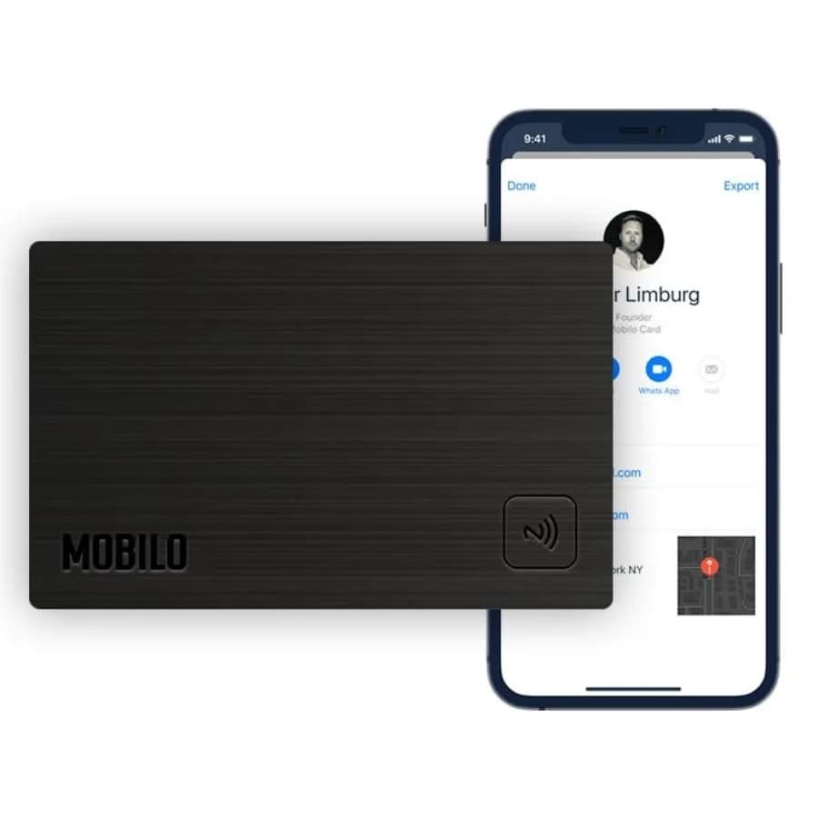 Biglietto da Visita Digitale con Codice QR e NFC, Compatibile con Apple iPhone e Android, Carta Metallica Premium Nera