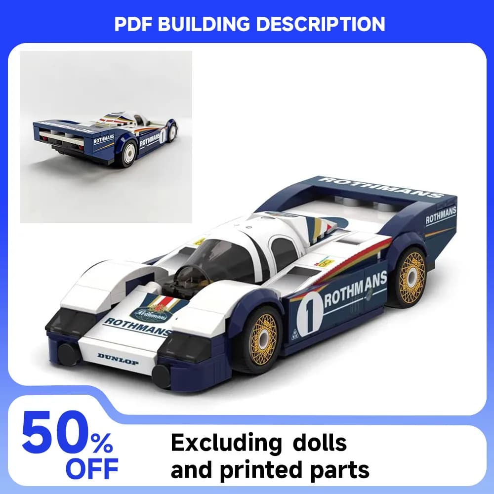 NEW MOC-114466 Speed ​​Model Racing Car 956 1982 Le Mans Building Block City Modular Car Assembly DIY Children's Toy Boy Gift