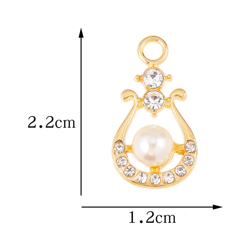 15 Pezzi 22*12MM Ciondoli Creativi a Forma di Bottiglia di Profumo in Lega con Perle per Orecchini, Collane e Accessori Fai-da-Te per Gioielli da Donna