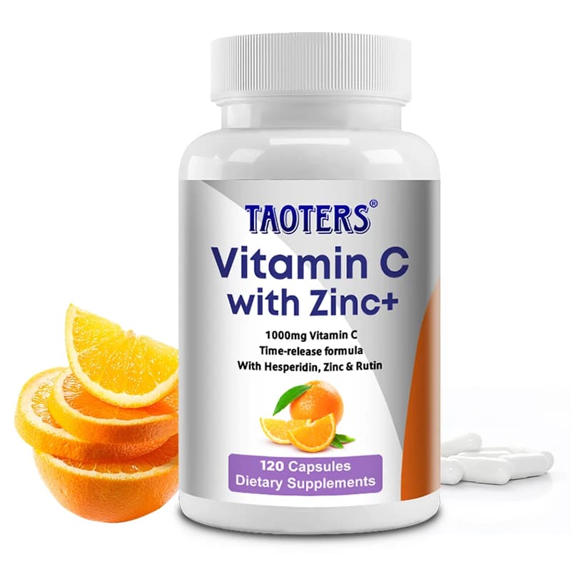 Capsule Premium di Vitamina C e Zinco per la Produzione di Energia, Migliorano l'Incarnato e Illuminano la Pelle con Integratori Vitaminici Quotidiani