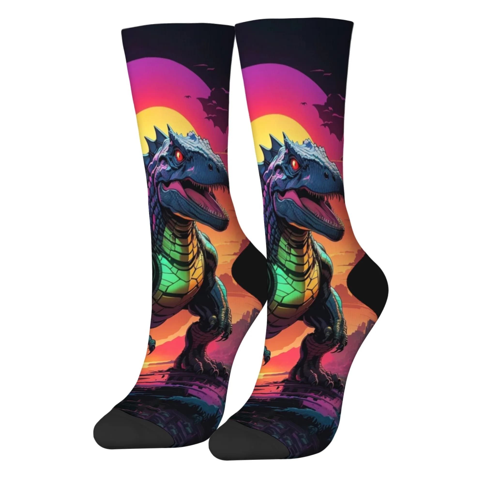 Comic Style Jurassic Dinosaur Socks Casual Retro Fashion Comfort Socks Street Harajuku Hip Hop Funny Happy Socks Holiday Gift