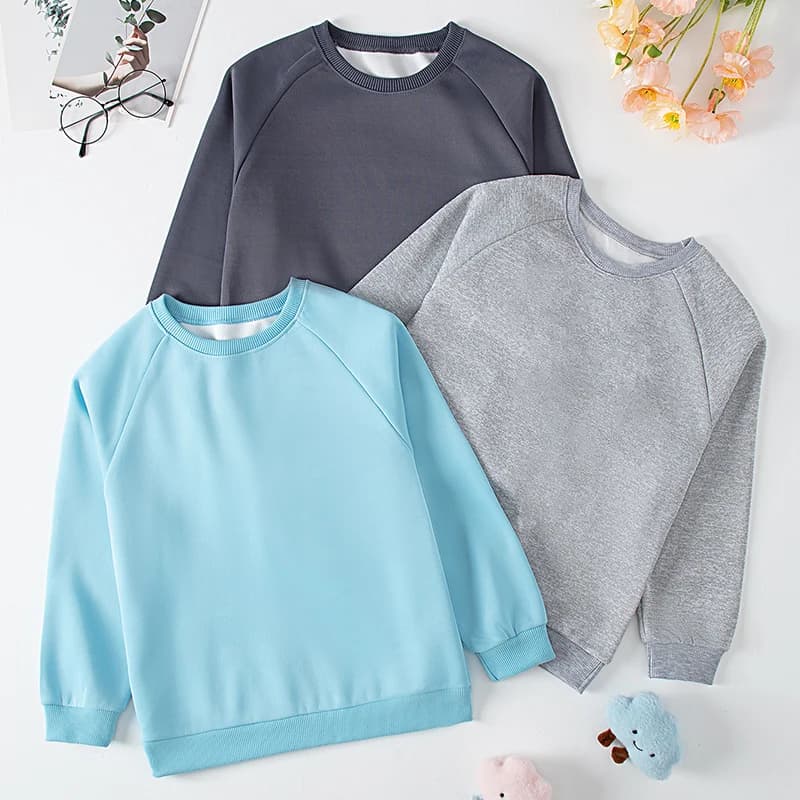 Felpa con cappuccio casual per pullover girocollo tinta unita per bambini autunno e inverno per ragazzi e ragazze T-shirt sportiva a maniche lunghe alla moda