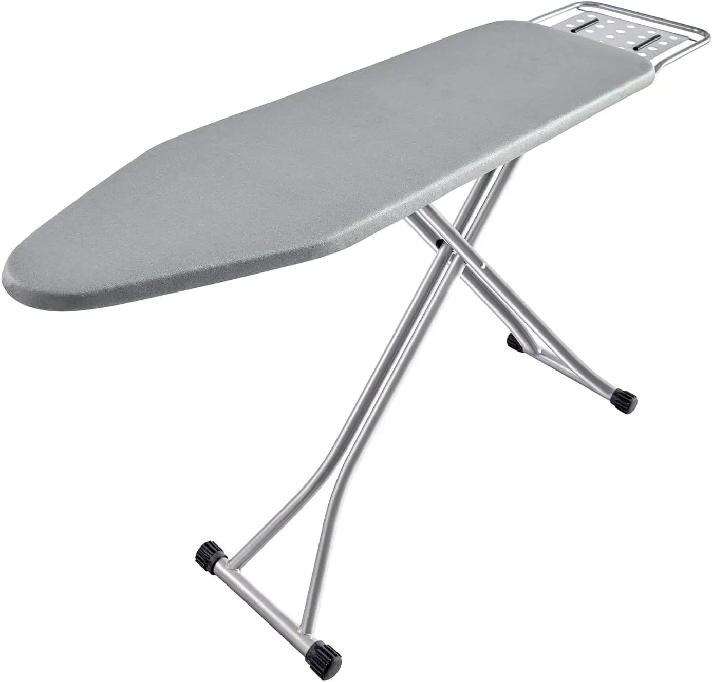 Asse da Stiro Pieghevole con Copertura Termoresistente, Supporto per Vapore e Gambe Antiscivolo - 13x34x53 Pollici (Grigio Argento)