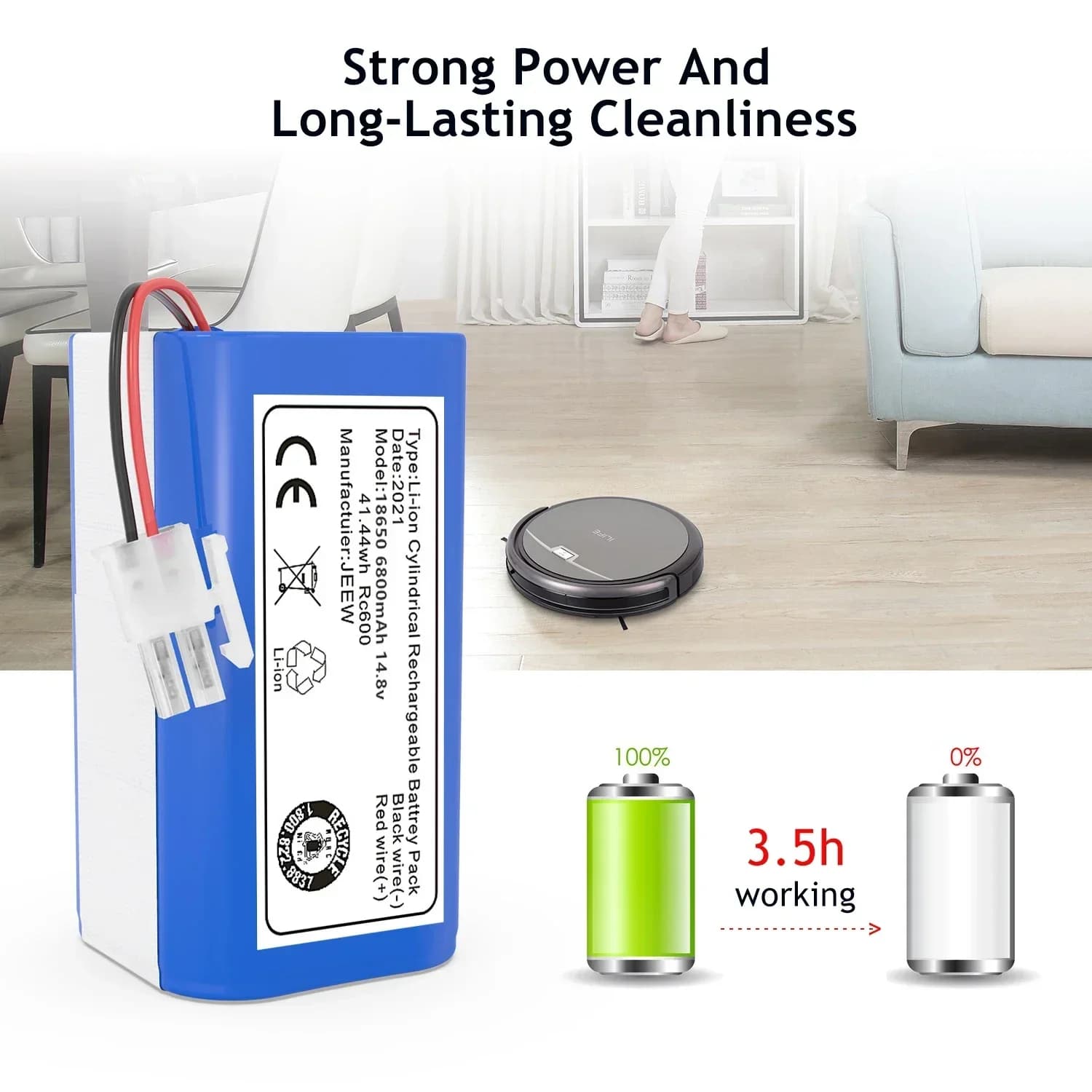 Gutrend 14.8V 9800mAh Li-Ion 18650 Battery for Robot Vacuum Cleaners Smart Home Accessory Rechargeable 14.4V Style 220