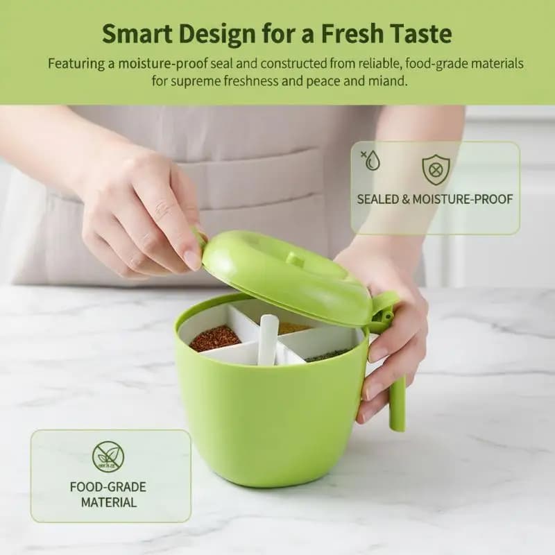 Set di Contenitori per Spezie da Campeggio, Gadget da Cucina in Plastica, Organizzatore Creativo per Condimenti
