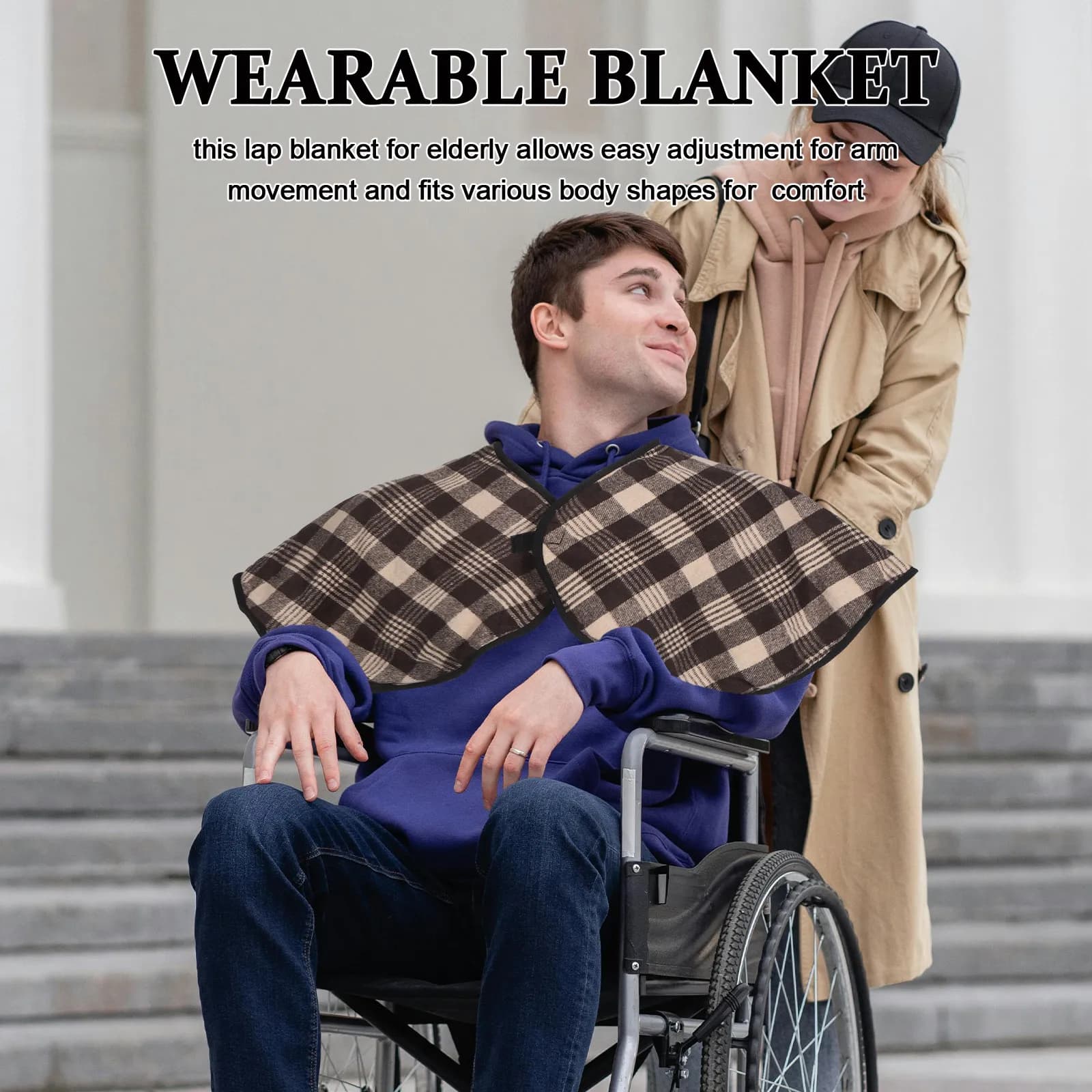 Halloween Christmas New Year Bedridden Patient Wheelchair Warmer Blanket Windproof Wearable Poncho Cape Magnetic Closure Lap