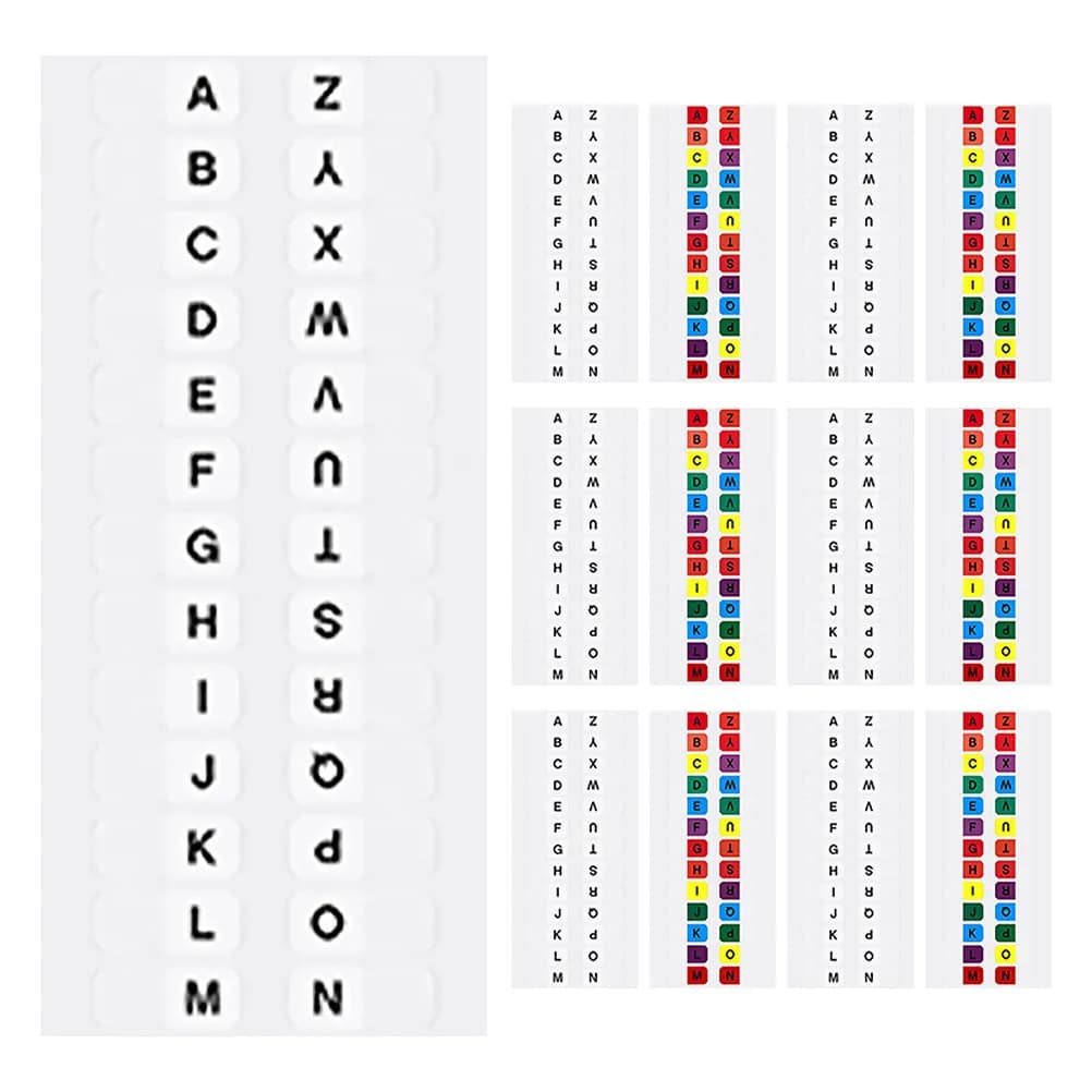 20 Set di Etichette Indice Colorate in PVC Impermeabile Autoadesive con Lettere dell'Alfabeto per Scuola, Ufficio, Documenti, Quaderni, Agende