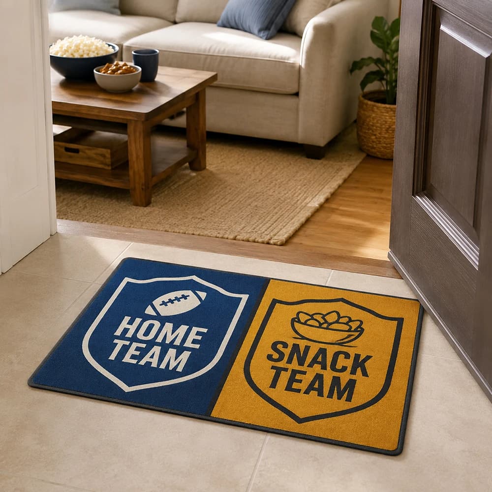 Home Team Doormat Snack Team Funny Rugby Game Day Design Nonslip Entrance Rug Living Room Front Door Sports Fan Gift Party Decor