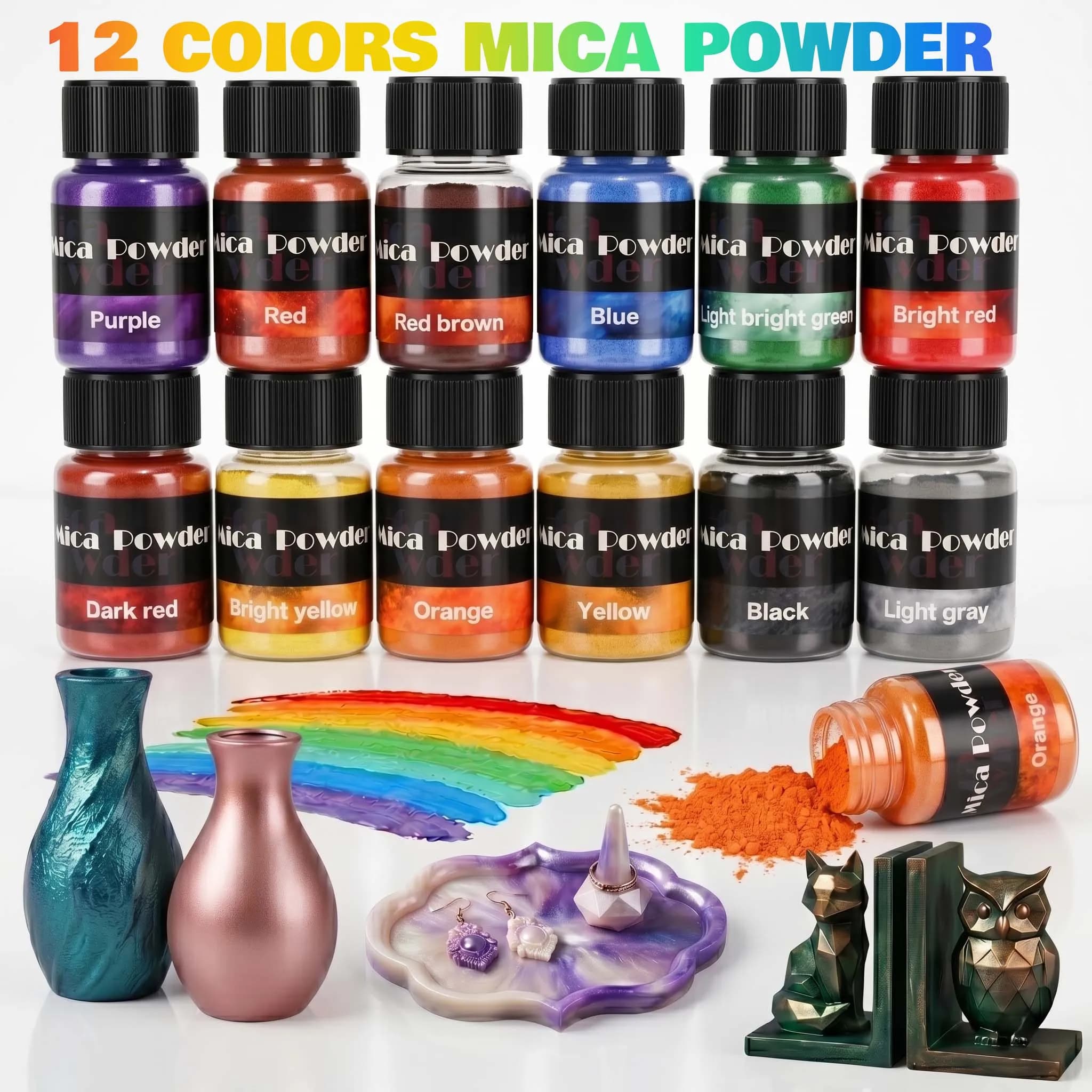Polvere di Pigmento in Gesso a 12 Colori, Colorante per Resina, Cemento, Gesso, Materiali per Artigianato e Creazione di Gioielli