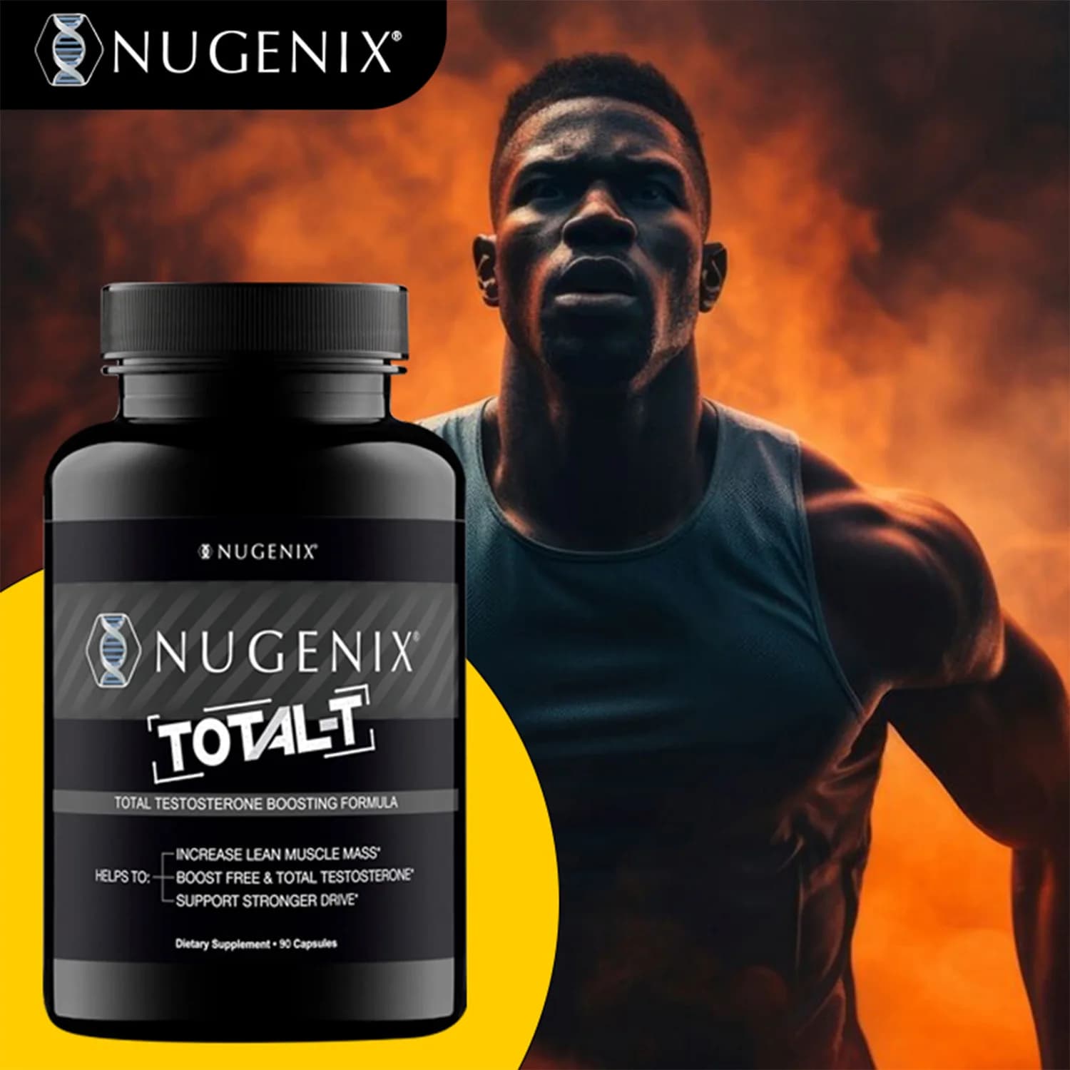 TOTAL-T - Improves muscle strength and growth, booster supplement for testosterone - 90 capsules