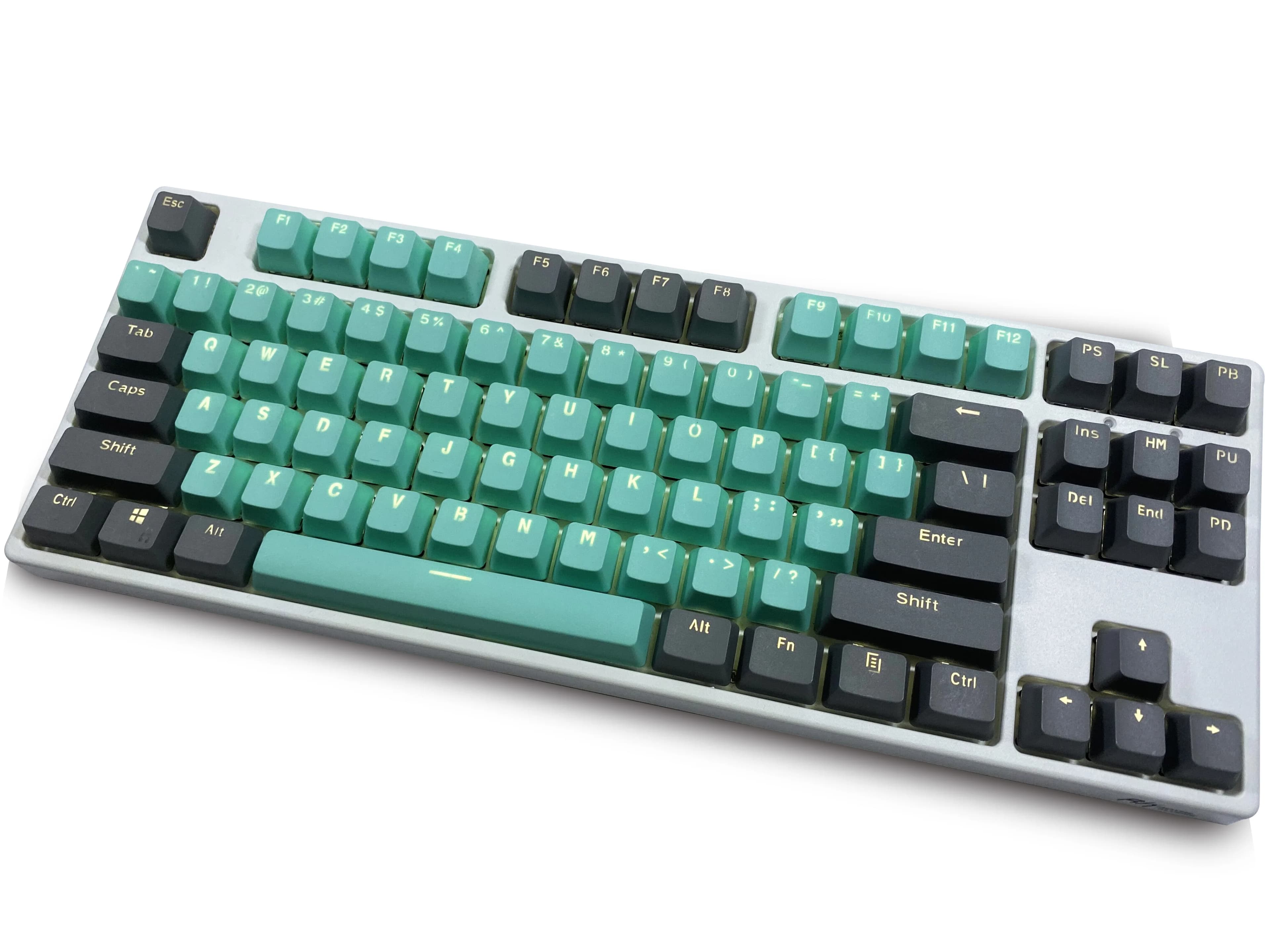 (Solo tasti) Grigio Ciano 87 tasti in PBT, profilo OEM, retroilluminati, Double Shot per tastiere meccaniche MX 61/87/104