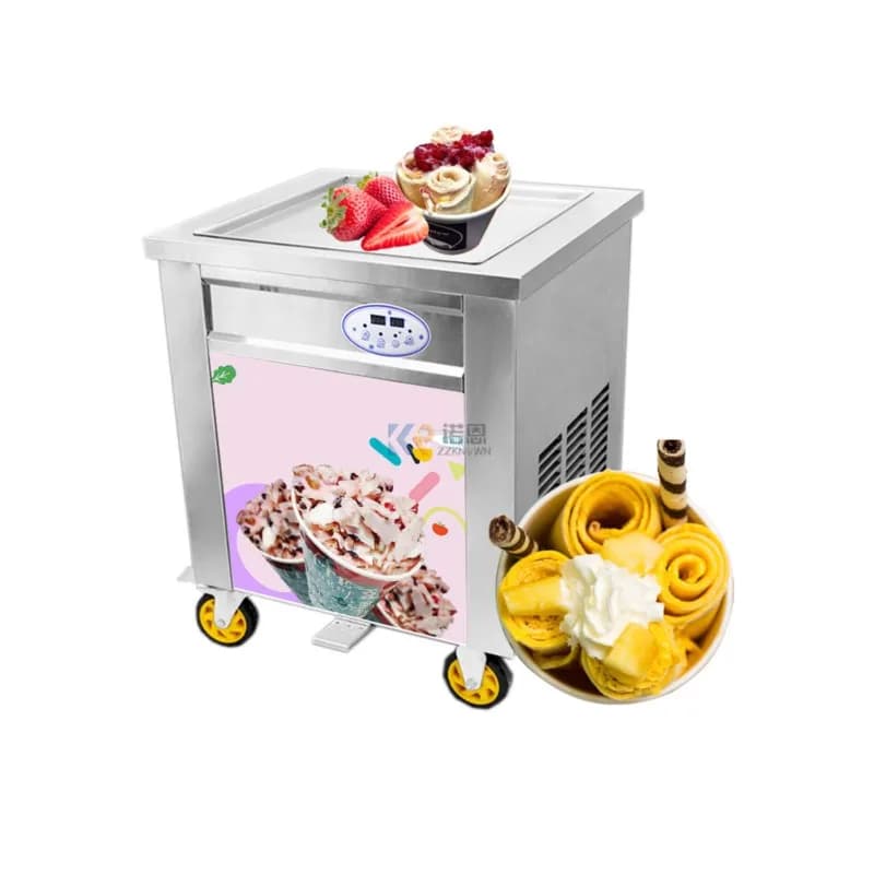 Single plate fried ice cream machine, durable, 45 cm, for hotels, restaurants and shops