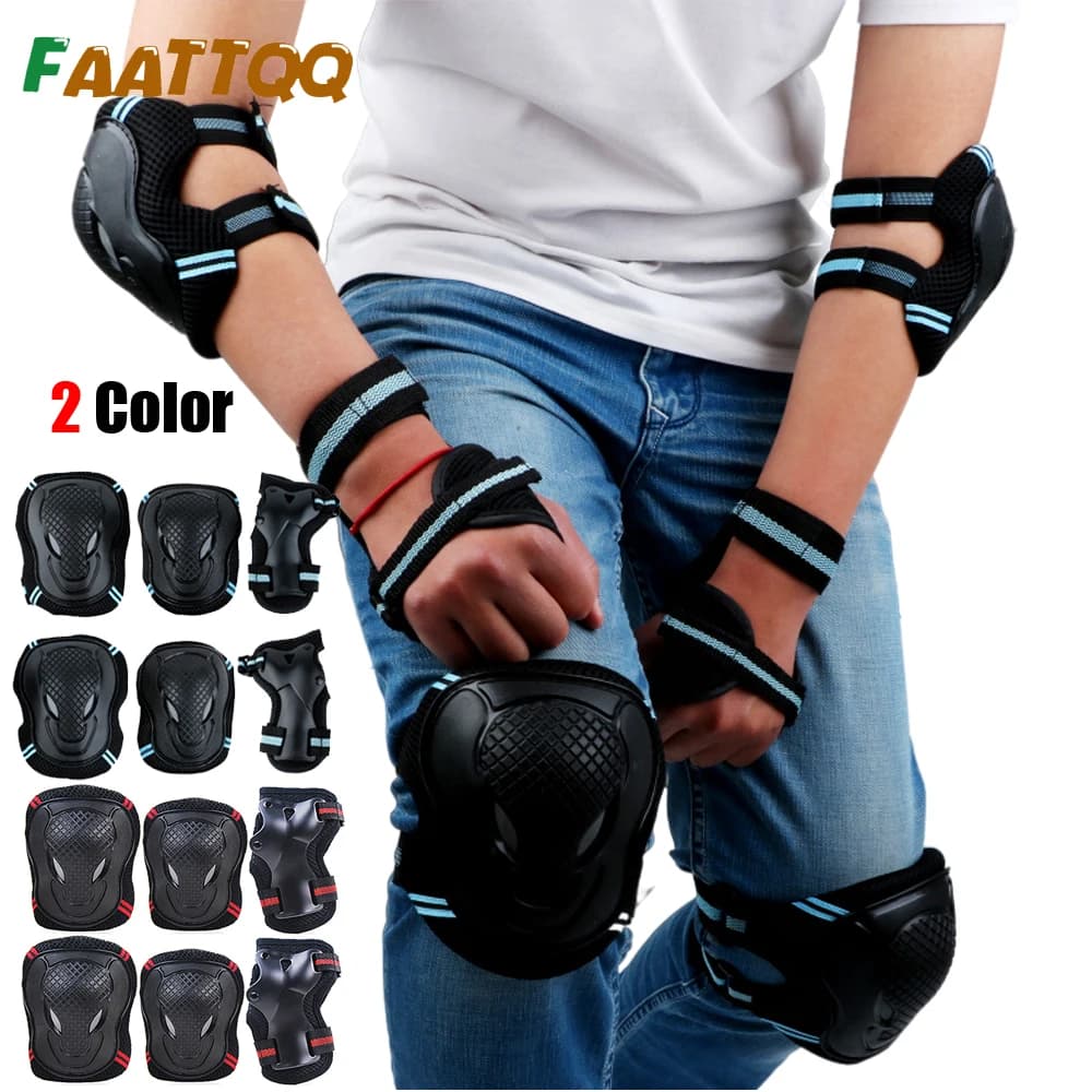 6 pezzi/set set di equipaggiamento protettivo casco da pattinaggio ginocchiera gomitiera protezione per le mani da polso per bambini adulto ciclismo skateboard a rotelle