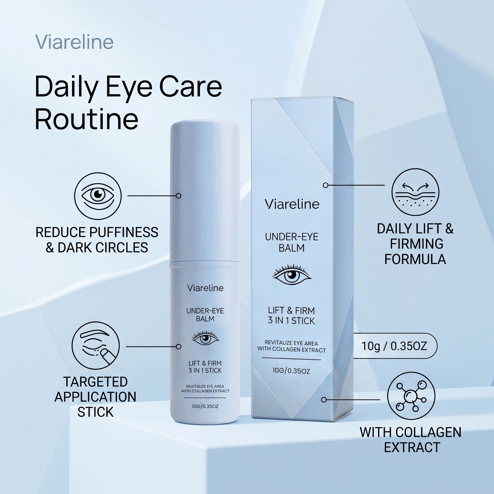 Under-Eye Balm Stick 10g Moisturizing Balm for Eyes, Reduce Puffiness, Dark Circles & Fine Lines Brightening Firming Eye Care