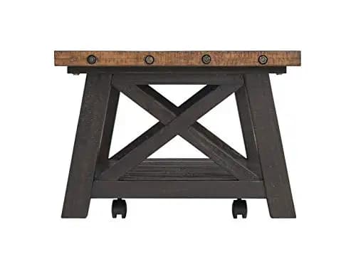 Rustic 50 Inch Solid Wood Coffee Table Featuring X-Shape Legs And Lower Shelf
