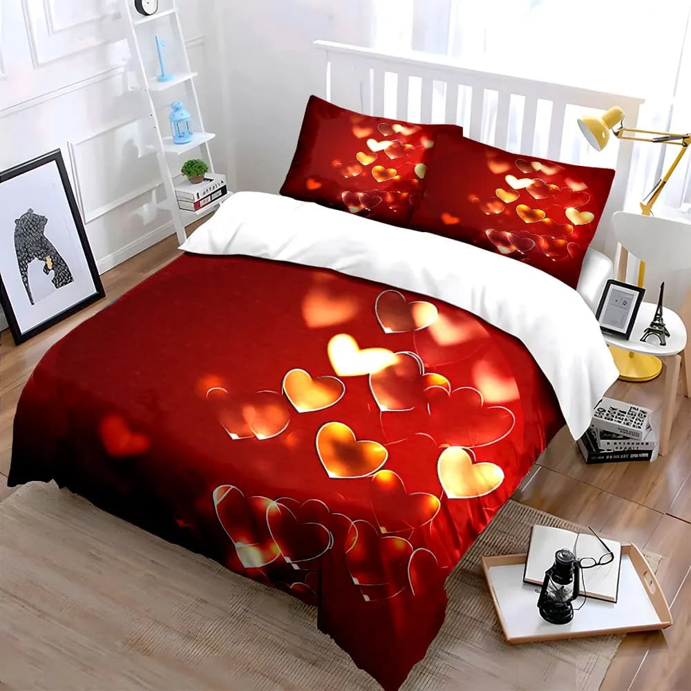 Set Romantico Tre Pezzi, Copripiumino Morbido e Confortevole, Include 1 Copripiumino e 2 Federe, Regalo