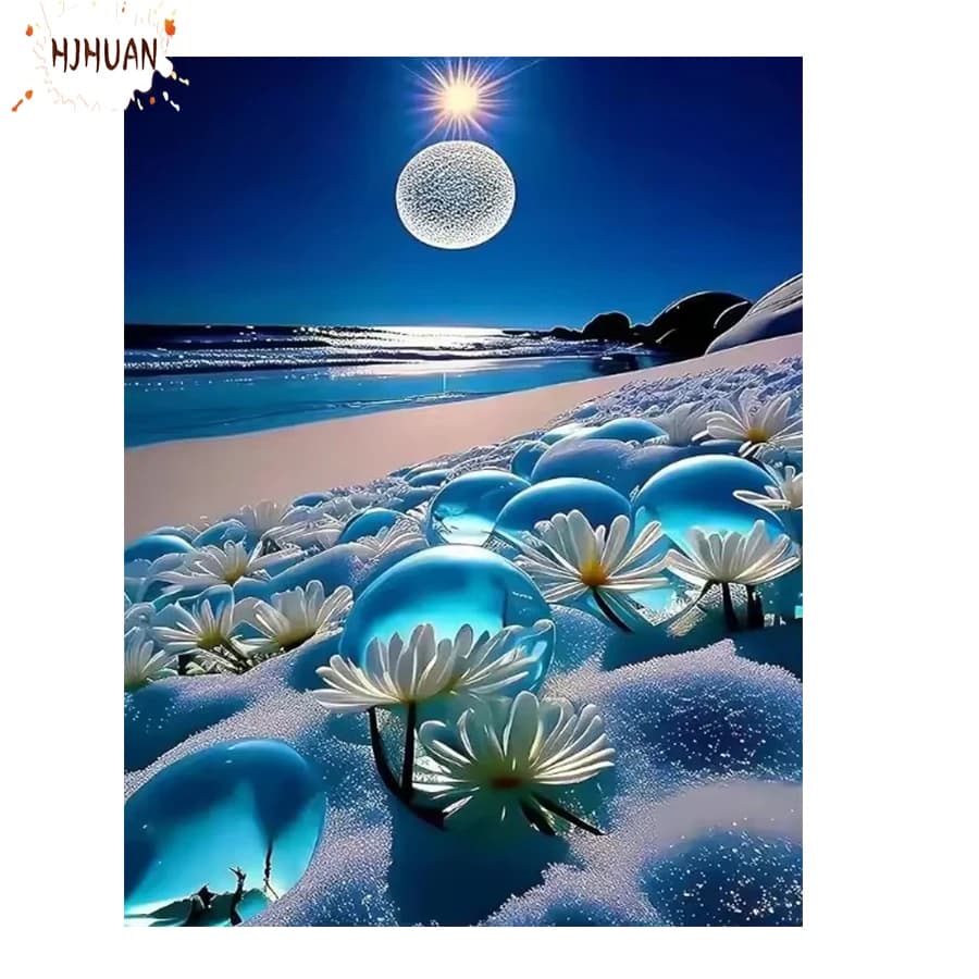 DIY Diamond Painting Abstract art; moon; flower Cross Stitch Kit Full Drill Embroidery Mosaic wall art Pictures Gift Home Decor.