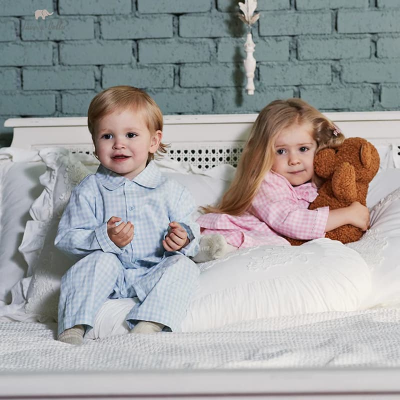 David Bella pigiama da ragazzo per bambina vestito autunno moda Casual puro cotone confortevole Plaid due pezzi DB3236106