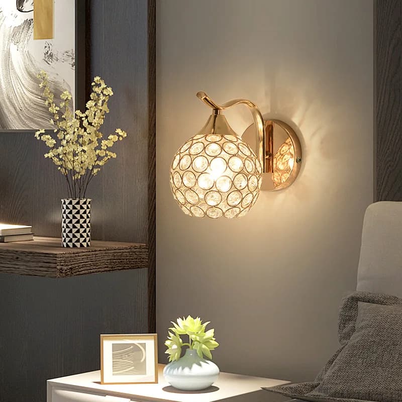 Lampada da comodino in cristallo, lampada da parete a LED, lampada da parete moderna minimalista per camera da letto, corridoio, scale, soggiorno, stile europeo.